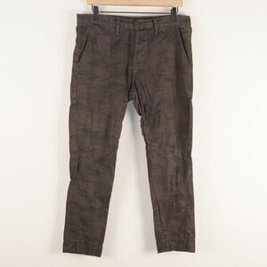 NSF Straight Slouch Brown Camo Button Fly Utility Ankle Mid Rise Pants Sz 28